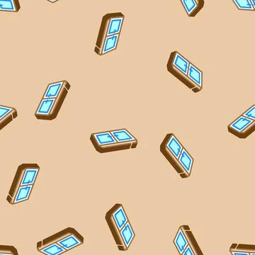 Window top view isometric icon seamless pattern Stock Illustration