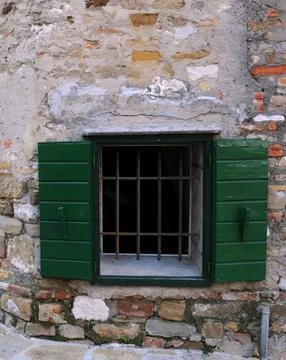 Window in the town of grado Stock Photos