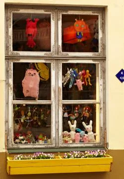 Window of the toy shop Stock Illustration