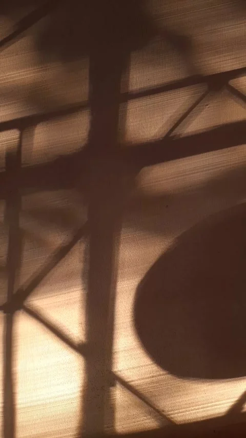 Window trellis shadow on white wall at sunset Stock Footage 312855069