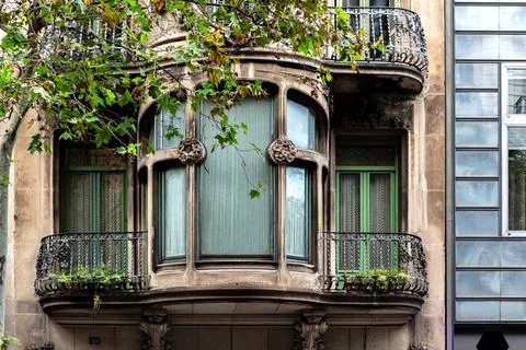 Window with two balconies. Stock Photos