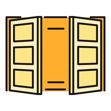 Window with two open sashes offering an inside view Stock Illustration