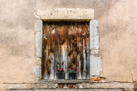 A window with two potted plants in it in Nancy France Foto stock
