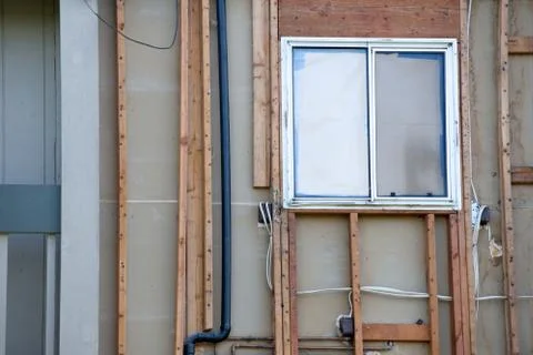 Window under construction, empty space left Stock Photos