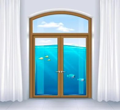 Window of underwater landscape Stock Illustration