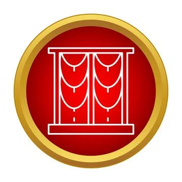 Window valance drapes icon in red circle Stock Illustration
