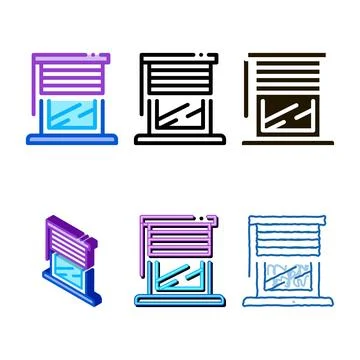 Window variety with shutters icon vector outline Stock Illustration
