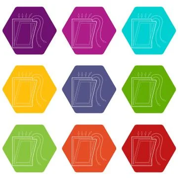 Window ventilation icons set 9 vector Stock Illustration