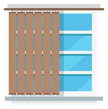 Window with vertical blinds. Interior element. Cartoon room glass Stock Illustration