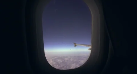 Window View from a Airplane Flight Stock Footage 95428981