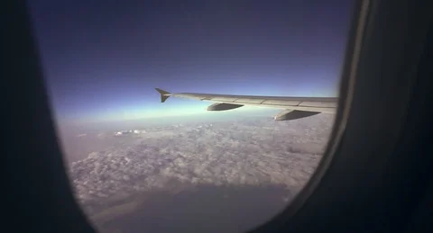 Window View from a Airplane Flight Stock Footage 95429027