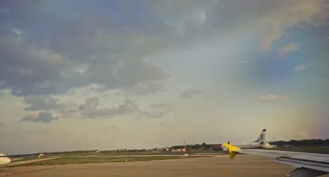 Window View from a Airplane Flight Stock Footage 95429178