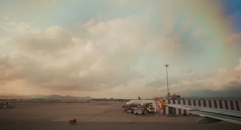 Window View from a Airplane Flight Stock Footage 95429267