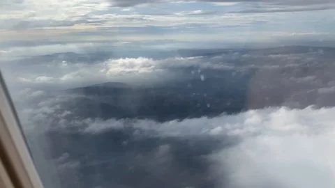 Window view from airplane flying over Budapest, Hungary Stock Footage 119756875