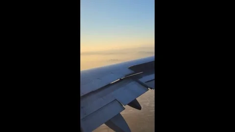 Window View From An Airplane Looking at Los Angeles during sunset Stock Footage 320070512
