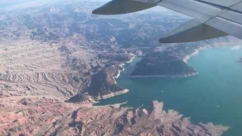 Window View from airplane over Lake Tahoe Stock Footage 161190220