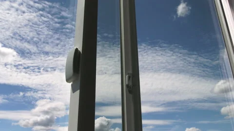 Window View Of Beautiful Blue Sky And Clouds Video stock 201268240