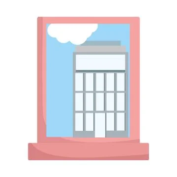 Window view building sky panorama isolated icon design Ilustración de archivo