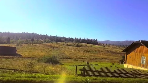 Window View from Car, Bus, Train. Traveling sunny day. Stock Footage 81748700