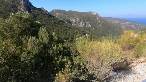 Window view of a car moving along a mountain road Video stock 119984128