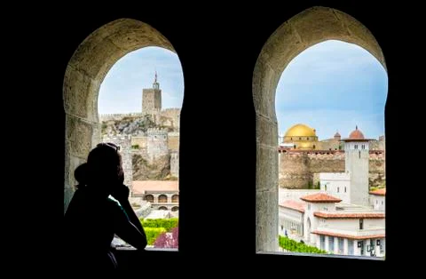 Window View at the Castle Stock Photos