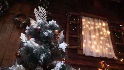 A window view of the Christmas tree Stock Footage 71028018