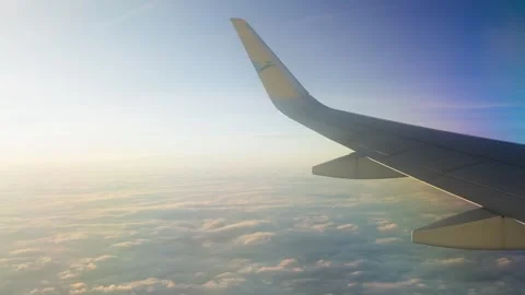 Window view of flying airplane Stock Footage 325173673