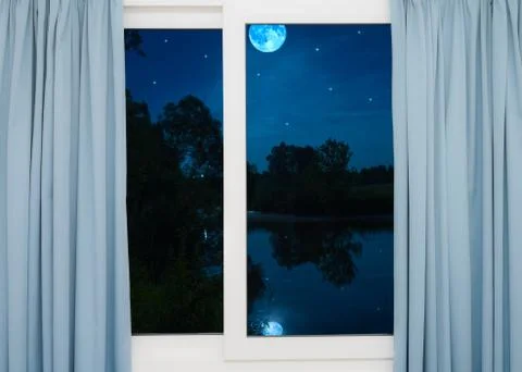 Window view of the full moon Illustrazione stock