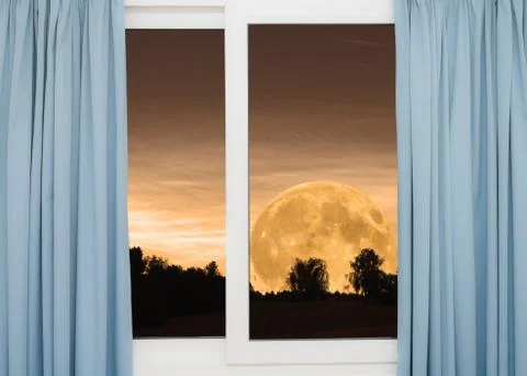Window view of the full moon Illustrazione stock