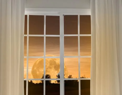 Window view of the full moon Stock Photos