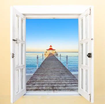 Window view of the gazebo Stock Photos