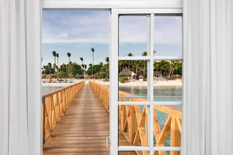 Window view of the gazebo Stock Photos