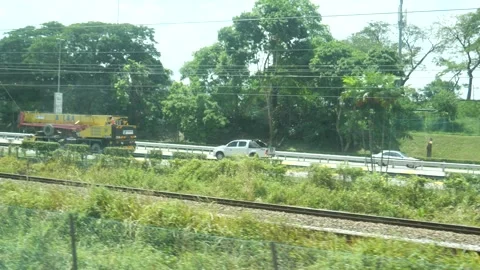 Window view of High-speed train, Kuala Lumpur, Malaysia Stock Footage 275183466