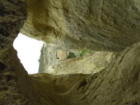 Window View From Inside An Ancient Cave House in Remote Area of Cappadocia Stock Photos