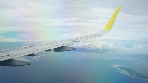 Window view of inside flying airplane Vídeos de archivo 325173250