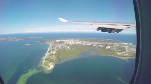 Window View from Inside Flying Qantas Jet Video stock 67597777