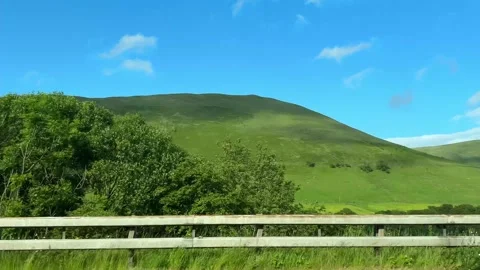 Window View of Motorways and Traffic During Car Travel From Scotland to England Stock Footage 314469698