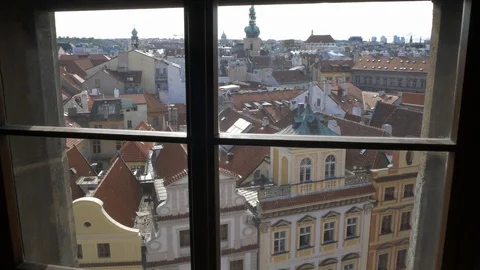 Window view of the old city Stock Footage 117682550