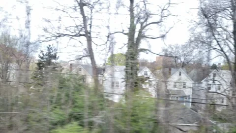 Window view POV LIRR, long island railroad train from queens to manhattan 库存影片 242432962