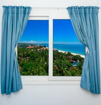 Window view resort tropics Fotos Stock