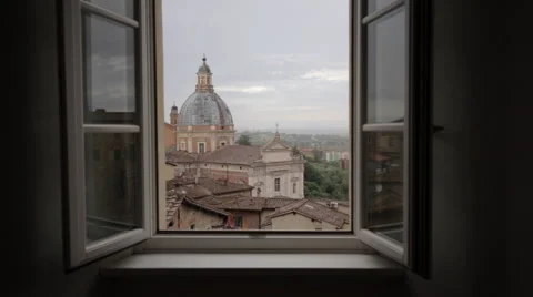 Window View of Sienna Church Stock Footage 65965166