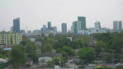 Window view from sky train transportation city view Mass Transit System, comm Stock Footage 181288600