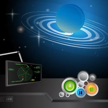 Window view from a space station. Stock Illustration