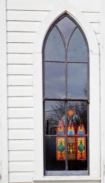 Window view of stained glass Stock Photos