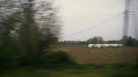 Window View from Train, Car or Bus, in 4K, No Color Correction Видео 89564147