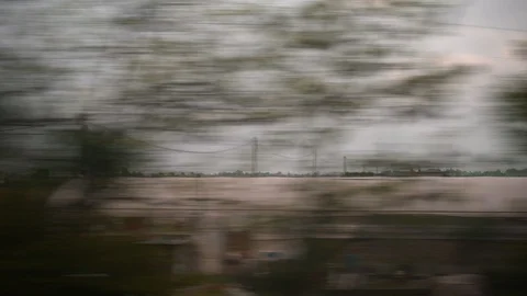Window View from Train, Car or Bus, in 4K, No Color Correction Stockbeeldmateriaal 89568965