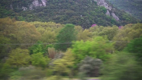 Window View from Train, Car or Bus, in 4K, No Color Correction Stockbeeldmateriaal 89571170