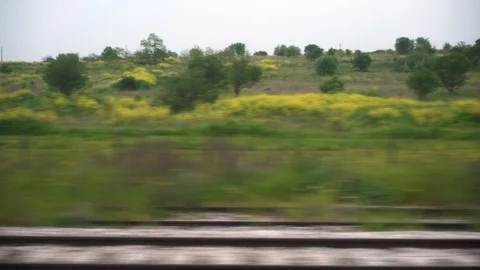 Window View from Train, Car or Bus, in 4K, No Color Correction Stockbeeldmateriaal 89574043