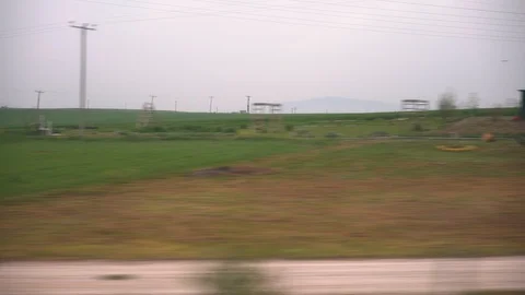 Window View from Train, Car or Bus, in 4K, No Color Correction Vídeo Stock 89574865