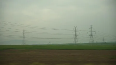 Window View from Train, Car or Bus, in 4K, No Color Correction Stock Footage 89595390